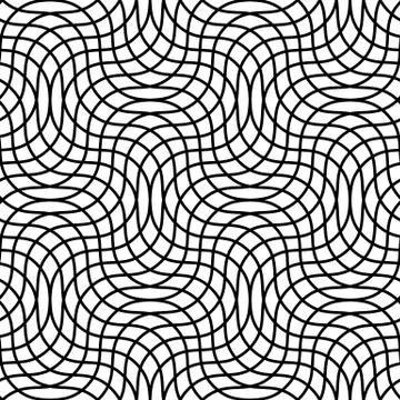 Seamlessly repeatable geometric monochrome pattern with distorted lines Stock Illustration