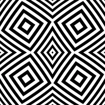 Seamlessly repeatable monochrome pattern. Abstract deformed squares. イラスト素材