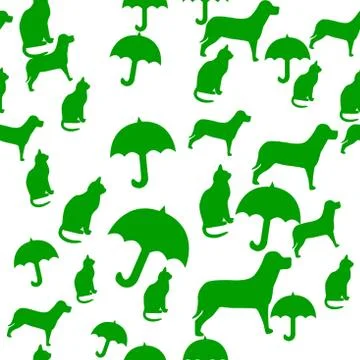 Seamlessly repeatable pattern of raining cats and dogs Stock Illustration