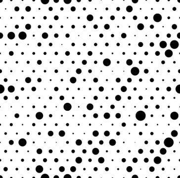 Seamlessly repeatable pattern with random, irregular dots, circles. Monochrom Stockillustratie