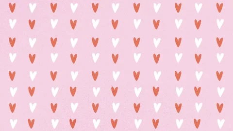 Seamlessly Repeating Pattern Featuring Hearts and Feathers in Soft Colors f.. Stock Footage 302244916