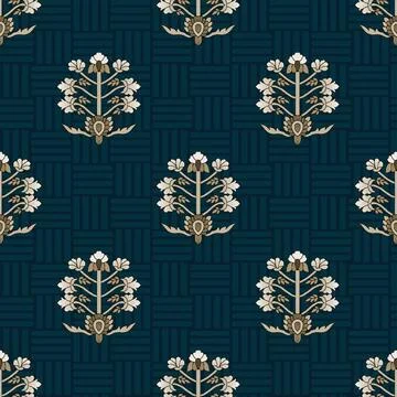 Seamless,Mughal,Pattern,Background,Design 库存插图