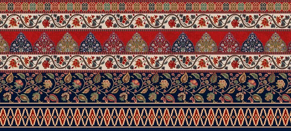 Seamless,Multicolor,Border,Of,Digital,Textile イラスト素材