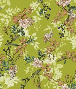 Seamless,Multi,Floral,Shirt,Setting,Textile,Fabric,Print,Design Stock-Illustration