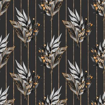 Seamless,Pattern,With,Leaves.,Background,For,Wrapping,Paper,,Wall,Art Stock Illustration
