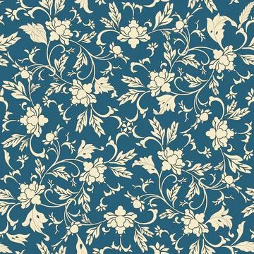 Seamless,Pattern,Oriental,And,White,Elements,In,Blue,Background Stock Illustration