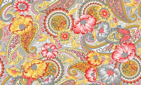 Seamless,Pattern,With,Paisley Stock Illustration