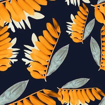Seamless,Pattern,With,Tropical,Leaves Stock Illustration