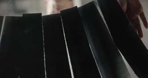 Seamstress Assembling Denim Fabric Pattern Close Up Stock Footage 316164157