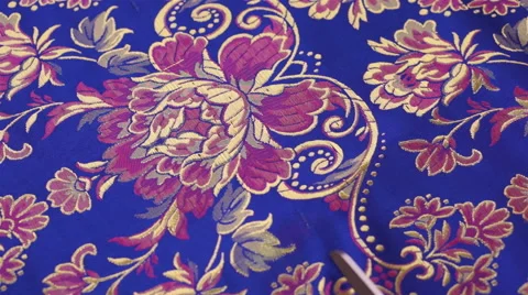 Seamstress Cutting Fabric with Scissors 動画素材 44443568