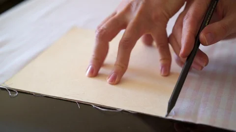 Seamstress cutting textile Stock Footage 88504865