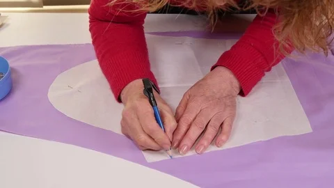 Seamstress Making Clothes Pattern Stock Footage 80558404