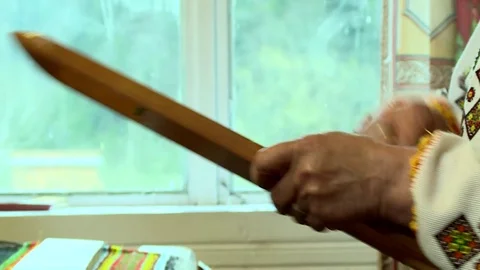 Seamstress pulls the needle thread Stock Footage 71615339