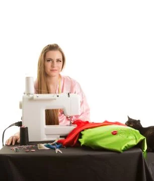 Seamstress at work Stock Photos
