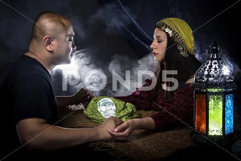 Seance with Psychic and Client Stock Photos