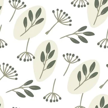 Seanmless pattern with twigs, leaves and seeds Stock Illustration