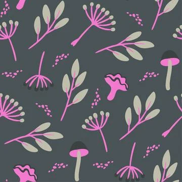 Seanmless pattern with twigs, leaves and seeds Stock Illustration