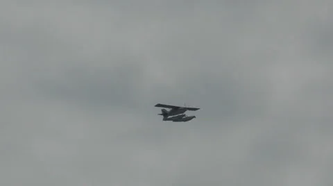 Seaplane against cloudy sky Stock Footage 50114930