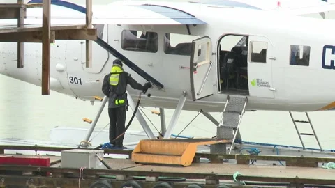 Seaplane Being Refuelled Stock Footage 154015445