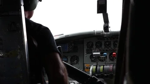 Seaplane cockpit and control panels. Stock Footage 92640626