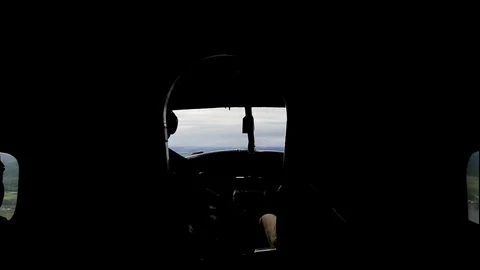 Seaplane cockpit and control panels. Stock Footage 92640634
