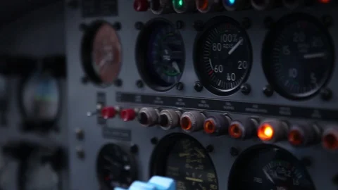 Seaplane cockpit and control panels. Stock Footage 92640643