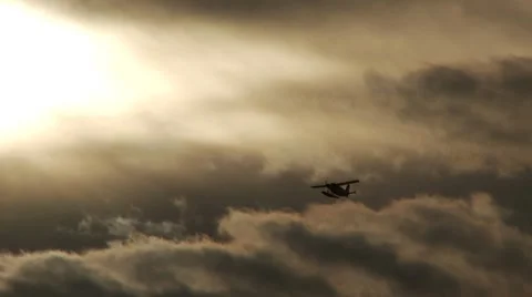 Seaplane in flight Stock Footage 8835093