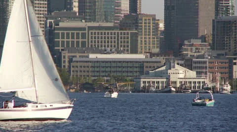 Seaplane, float, pontoon, airplane, plane, Seattle Stock Footage 25883110