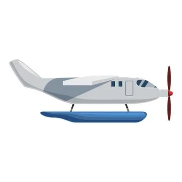 Seaplane floating on water with propeller rotating Stock Illustration