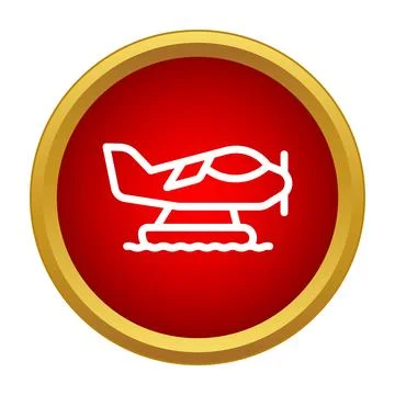 Seaplane floatplane graphic icon in red circle Stock Illustration