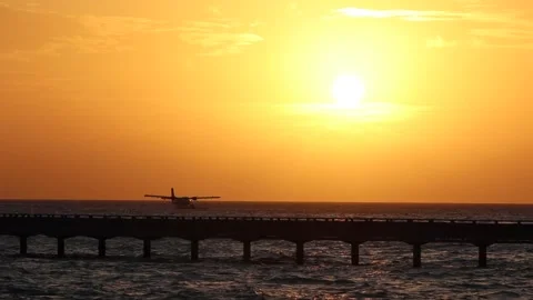 Seaplane at sunset Stock Footage 218124075