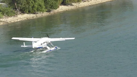 Seaplane taking off from Miami waterways Stock Footage 209158145