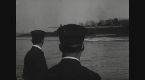 Seaplane taking off from sea Stock Footage 43311190