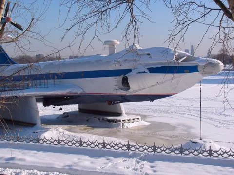 Seaplane in winter Stock Photos