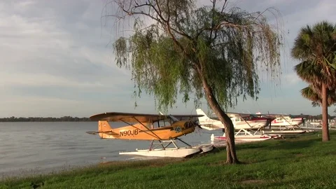 Seaplanes at rest Stock Footage