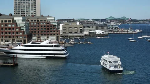 SEAPORT BOAT BACKS UP Stock Footage 185664475