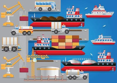 Seaport. Stock Illustration