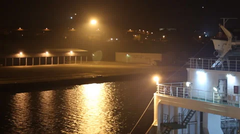 Seaport at night Stock Footage 43167428
