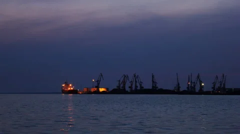 Seaport at night timelapse HD 動画素材 4641311