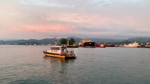 Seaport patrol ship Stock Footage 162113835