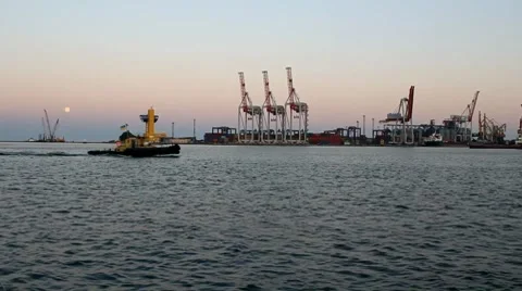 Seaport At Sunset Stock Footage 8665774