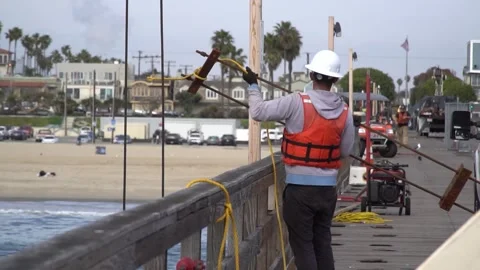 The seaport worker is in port Stock Footage 248954967