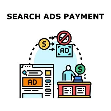 Search ads payment vector concept illustration Stock Illustration