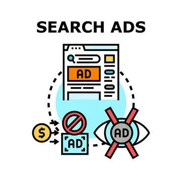 Search ads vector concept illustrating digital advertising Stock Illustration