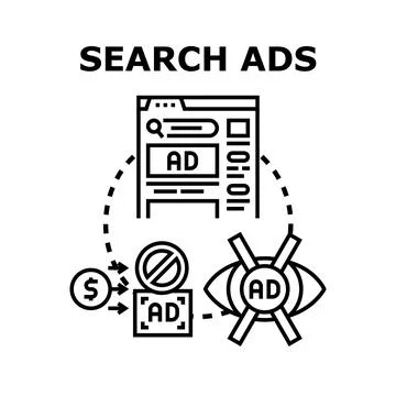 Search ads vector concept illustrating digital advertising Stock Illustration