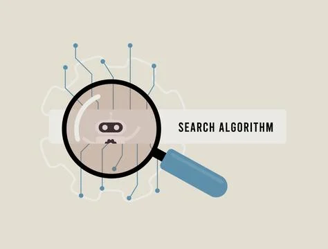 Search Algorithm concept. Search Engine Core Algorithm Updates for Improved Stock Illustration