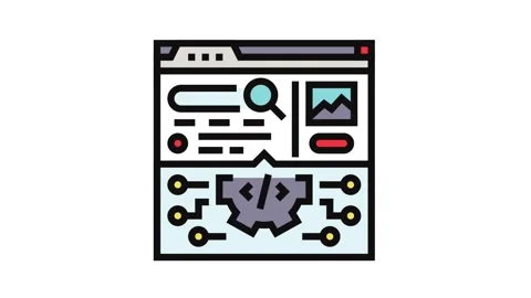 Search algorithm seo color icon animation 스톡 동영상 326113108