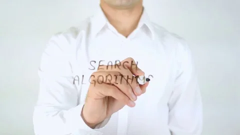 Search Algorithms, Man Writing on Glass Stock Footage 77964333