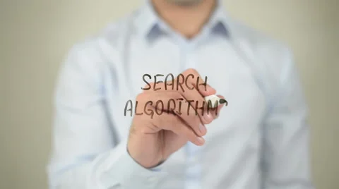 Search Algorithms , man writing on transparent screen Stock Footage 62755005