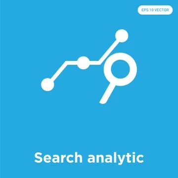 Search analytic icon isolated on blue background Grats Stockgrafik